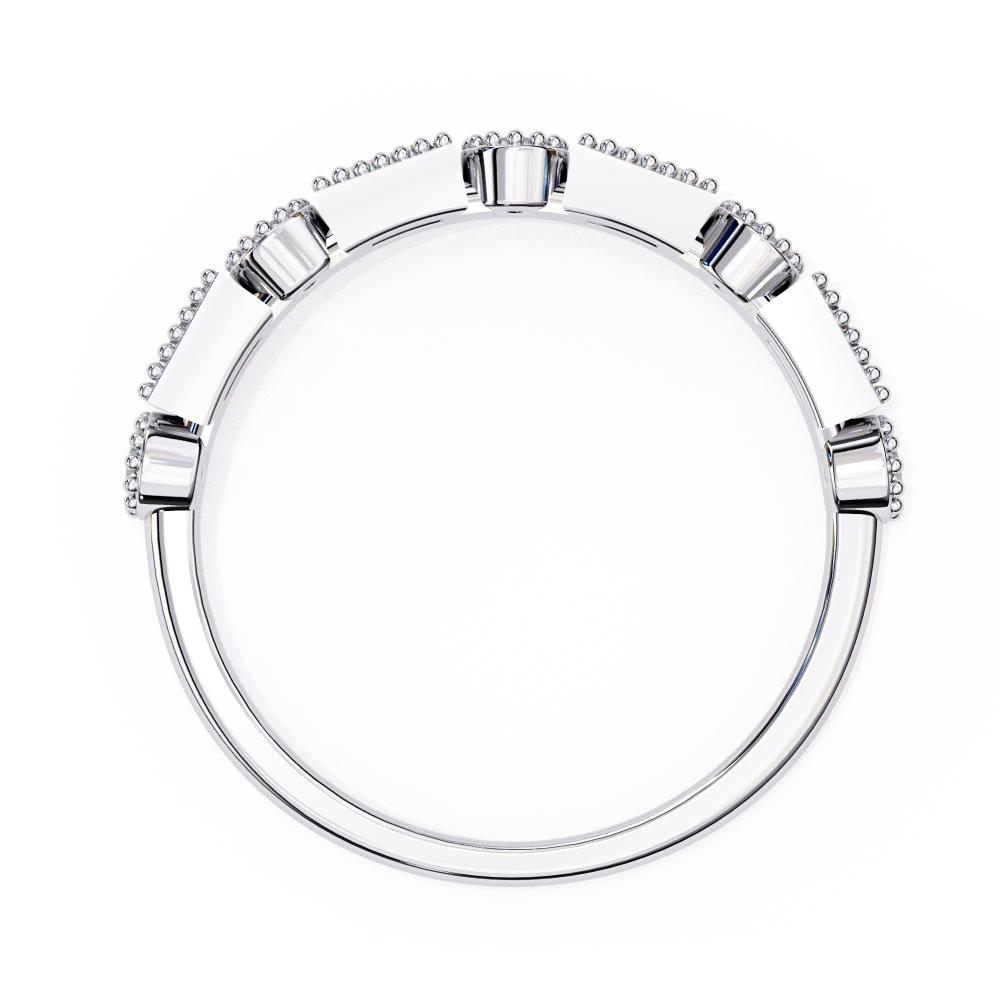 White gold wedding band on a white background