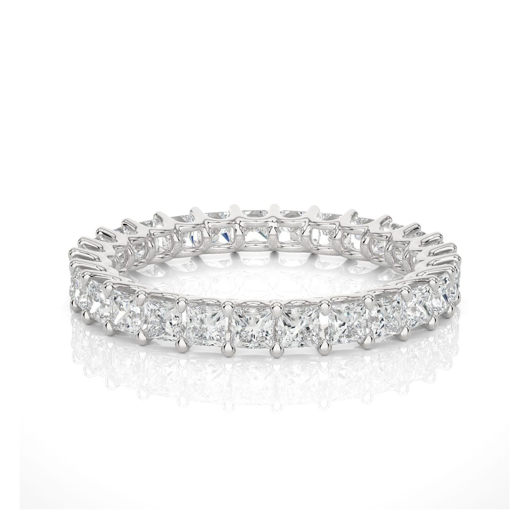 White Gold Wedding Band on a white background