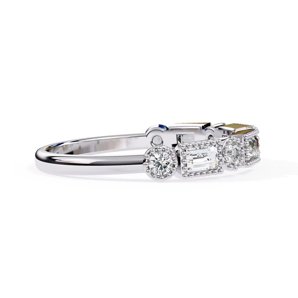 Diamond wedding ring in white gold on a white background