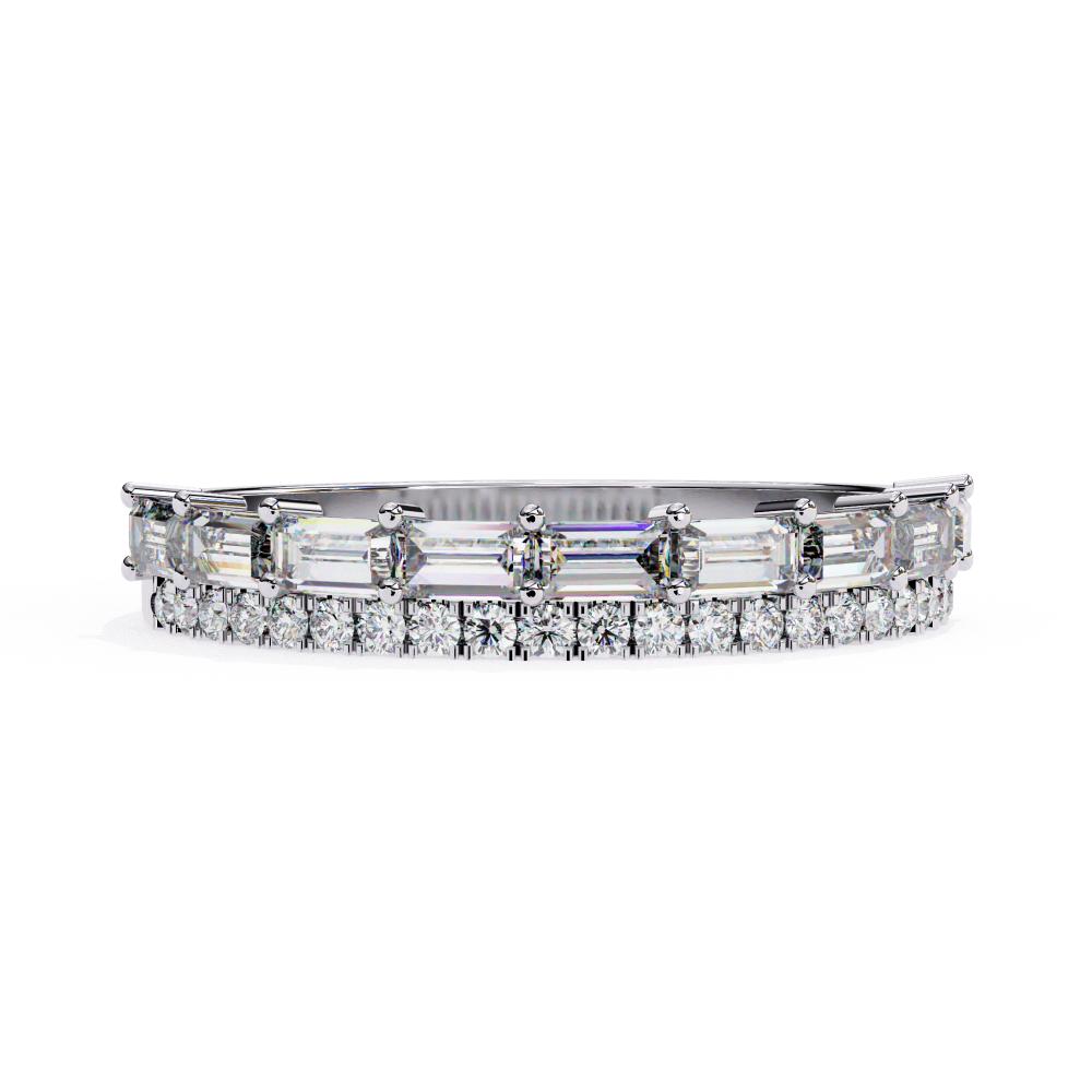 Stacked Diamond Half Eternity Band in White Gold