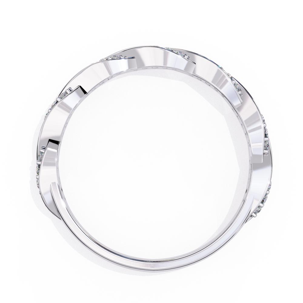 White gold wedding band with diamond on a white background