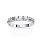 White Gold Wedding Band with diamond accents on a white background