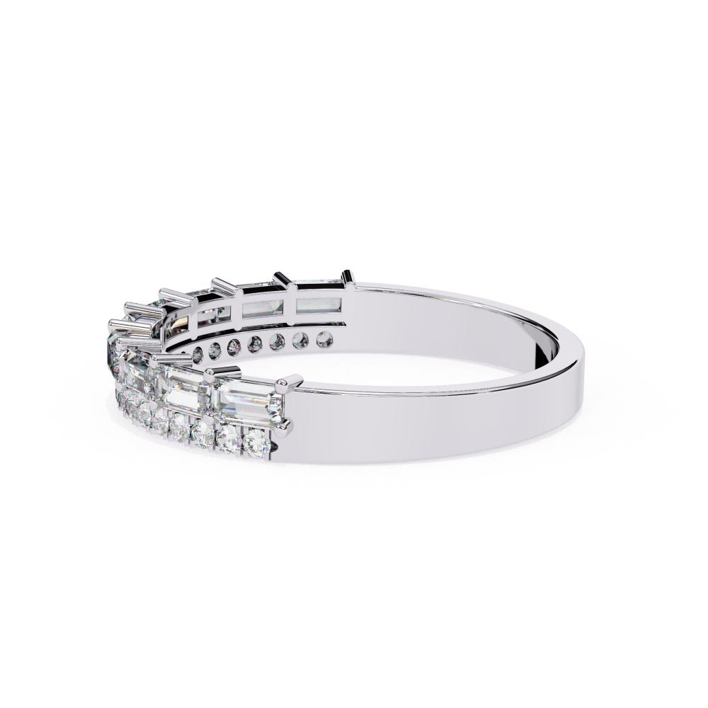 Diamond wedding band with a white background