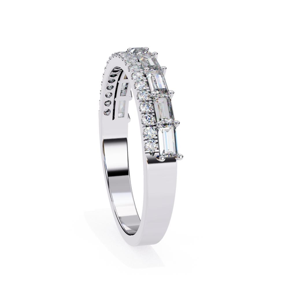 Diamond wedding band with a white background