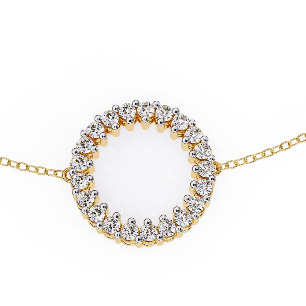 Gold Diamond Circle Pendant Bracelet