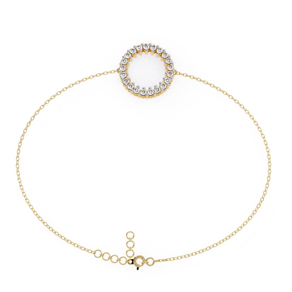 Classic gold bracelet with circular diamond charm
