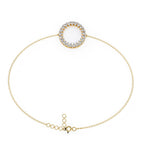 Classic gold bracelet with circular diamond charm