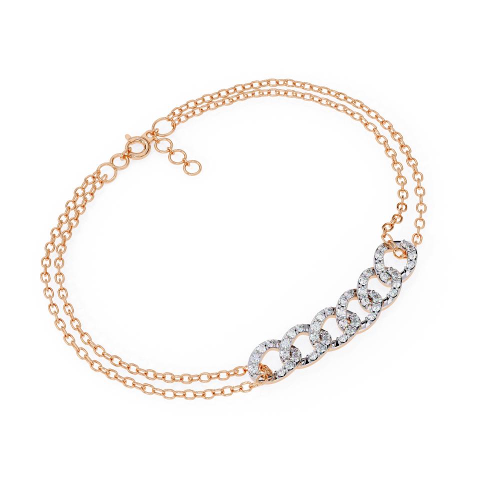 Modern diamond link bracelet in rose gold