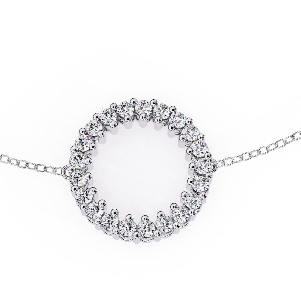 Dainty women’s white gold bracelet with halo diamond circle design