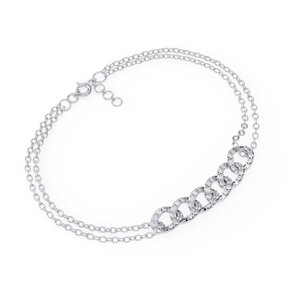 Modern diamond link bracelet in white gold
