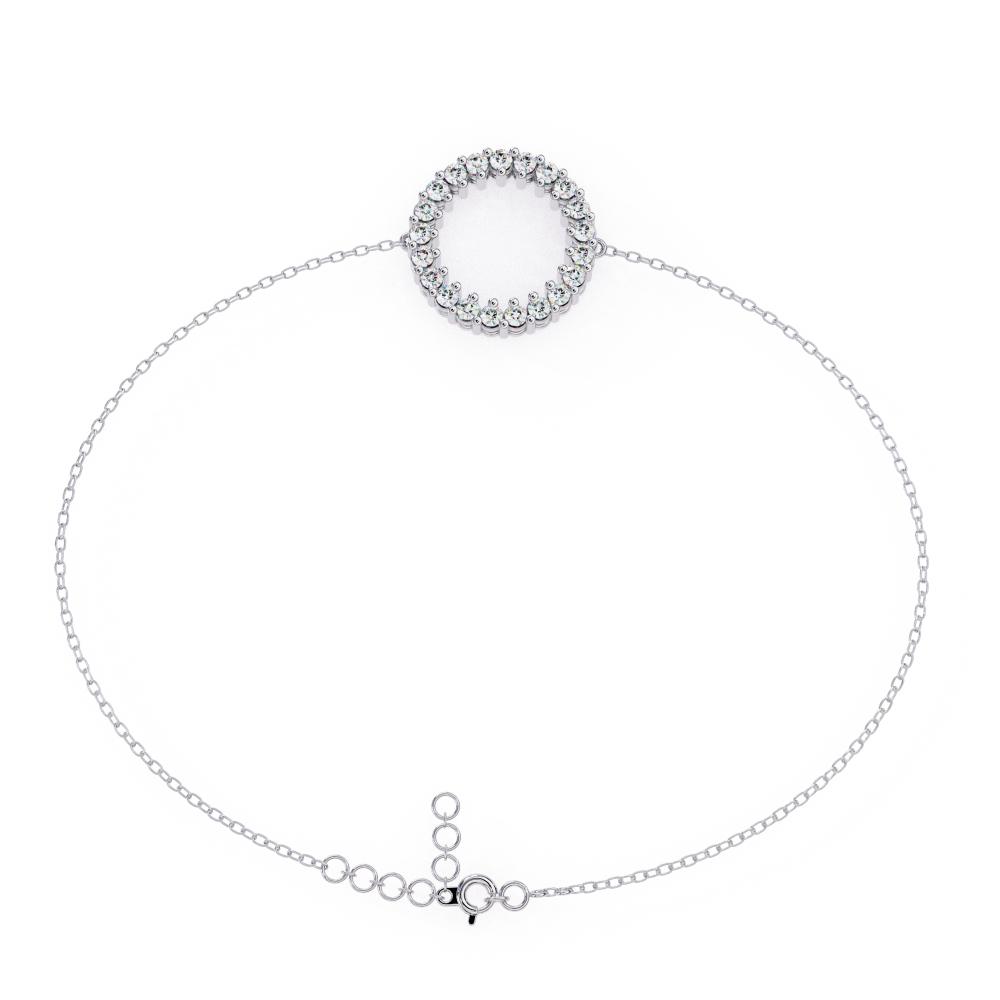 Classic white gold bracelet with circular diamond charm