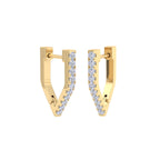 Stylish gold V shaped diamond earrings