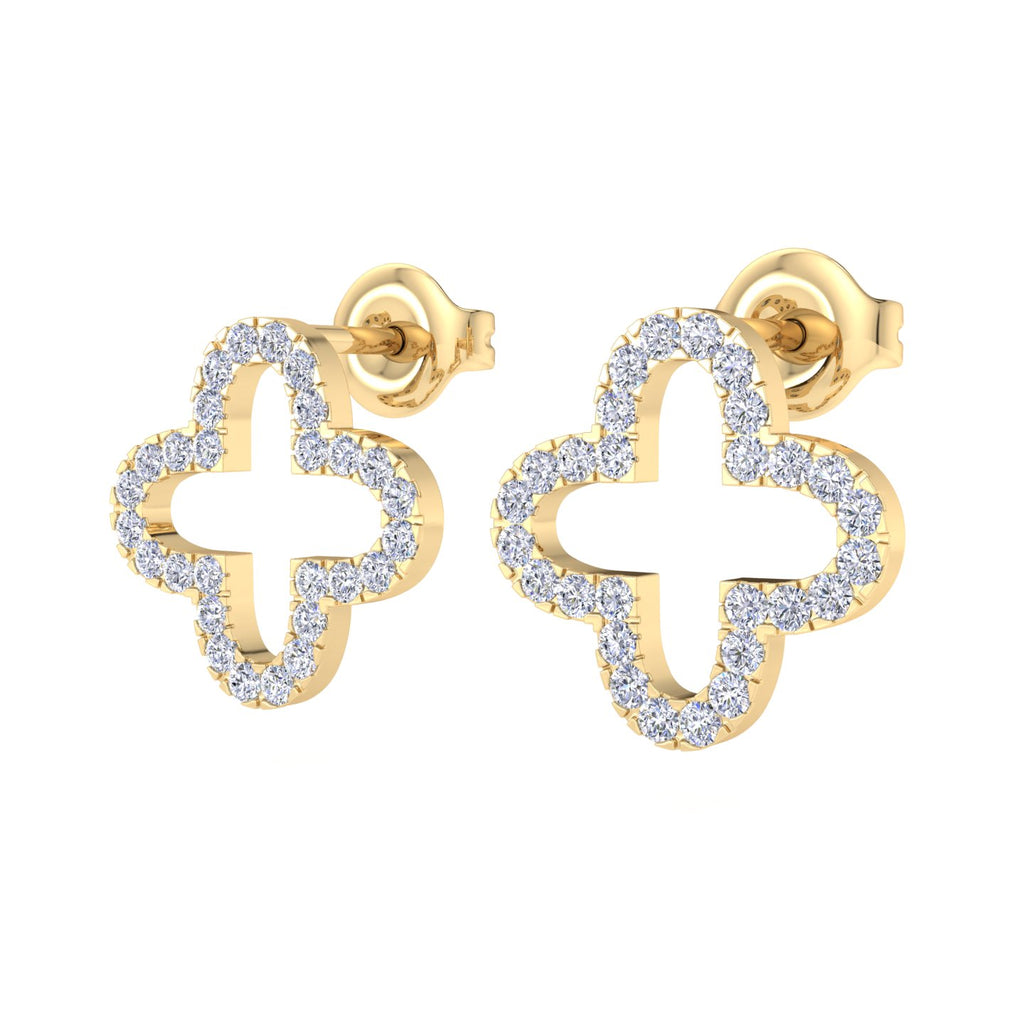 Clover diamond gold studs