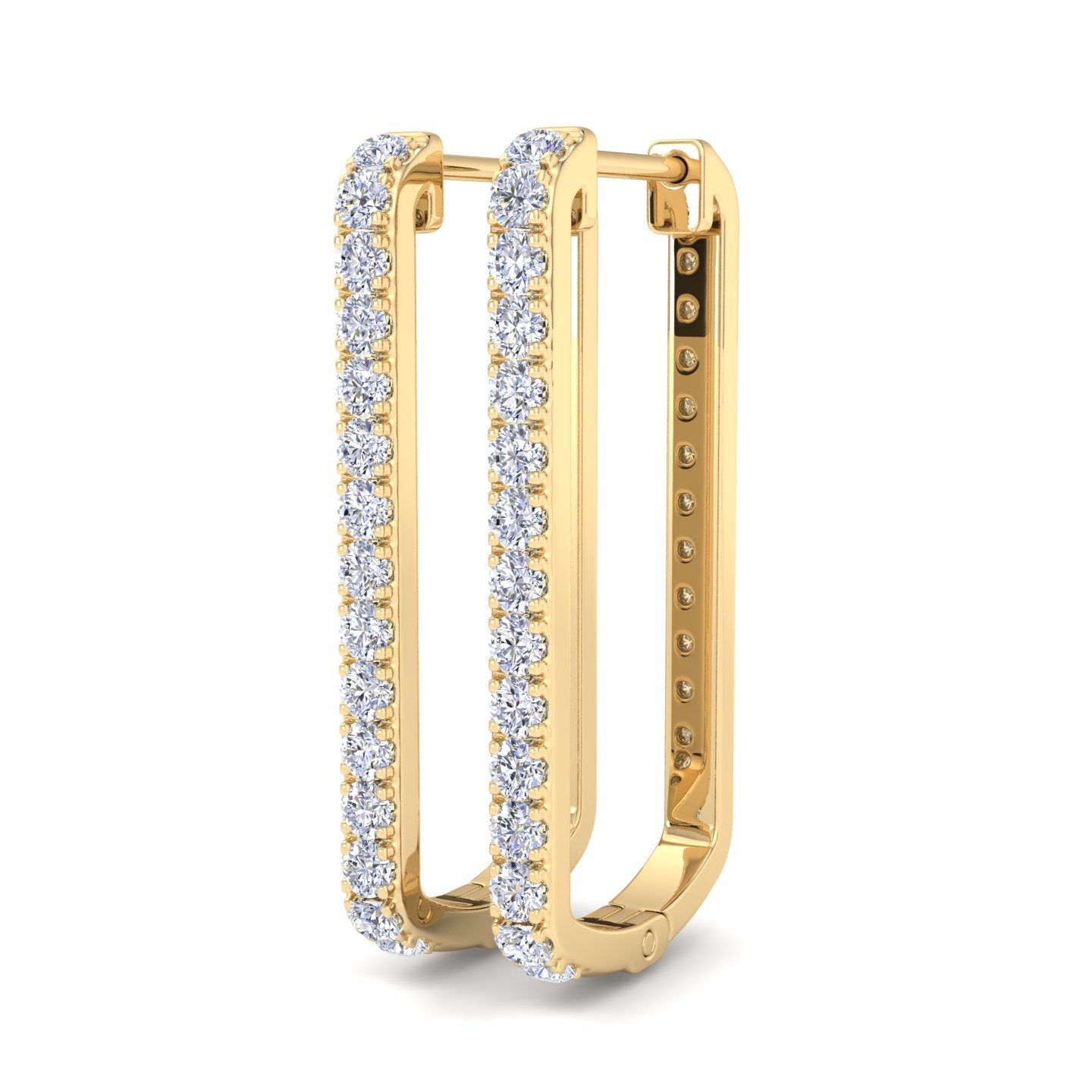 Contemporary rectangular diamond earrings in gold