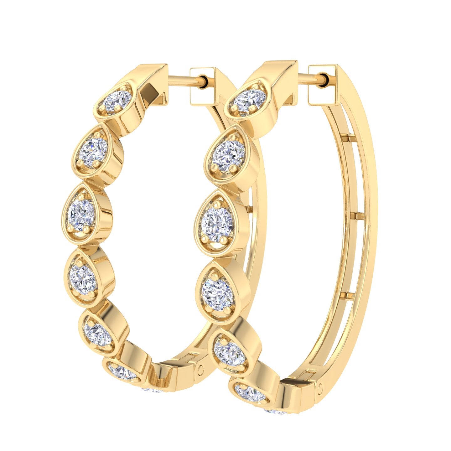 Lab grown pear diamond hoop earrings