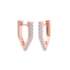 Geometric V shaped diamond hoop earrings