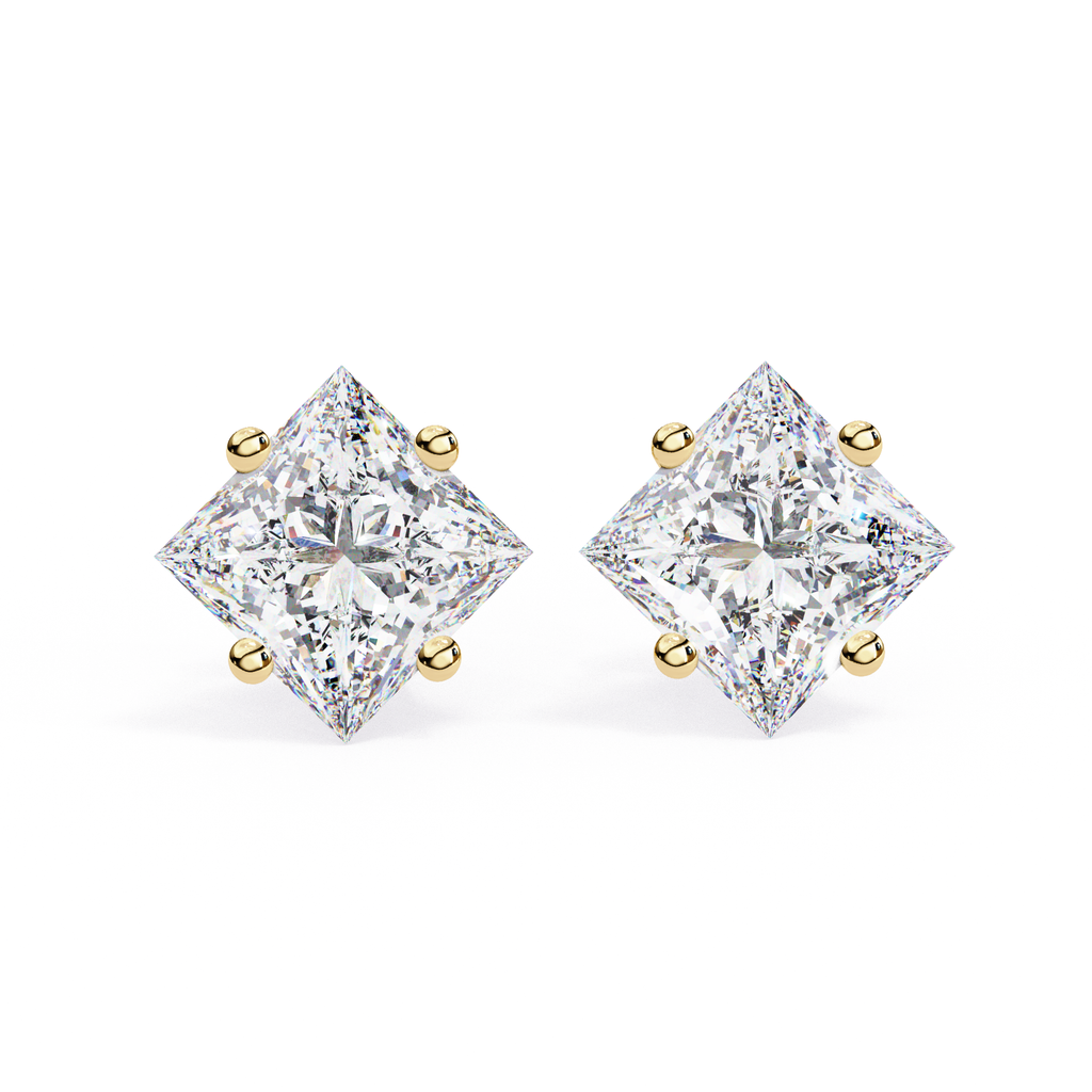 Minimal square diamond stud earrings everyday wear