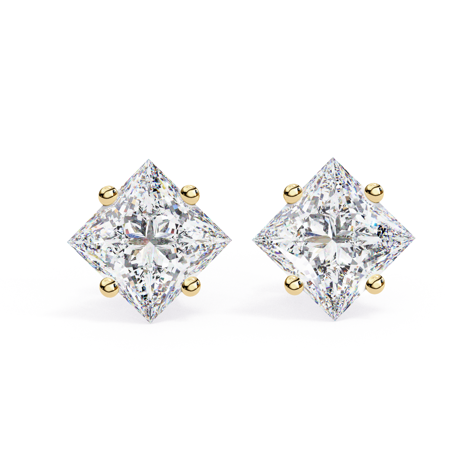 Minimal square diamond stud earrings everyday wear