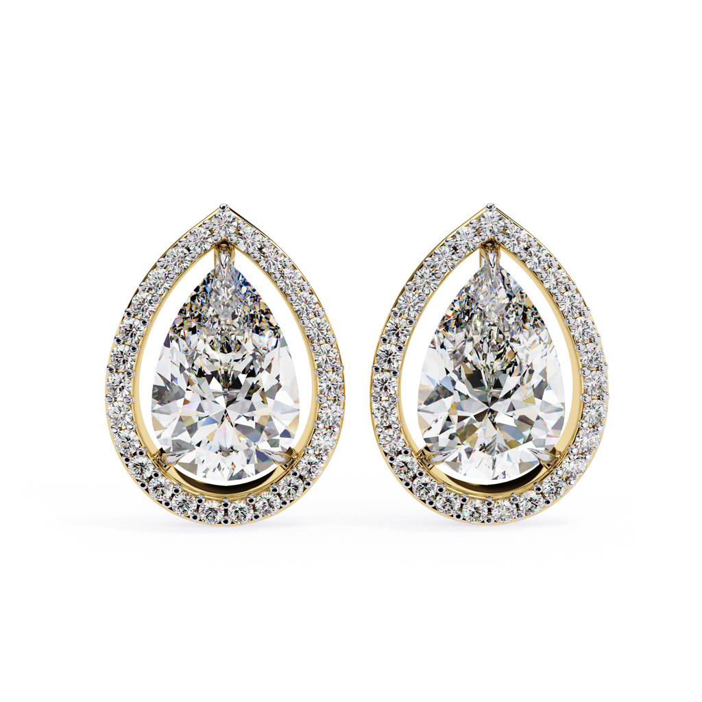 Luxury pear cut diamond stud earrings