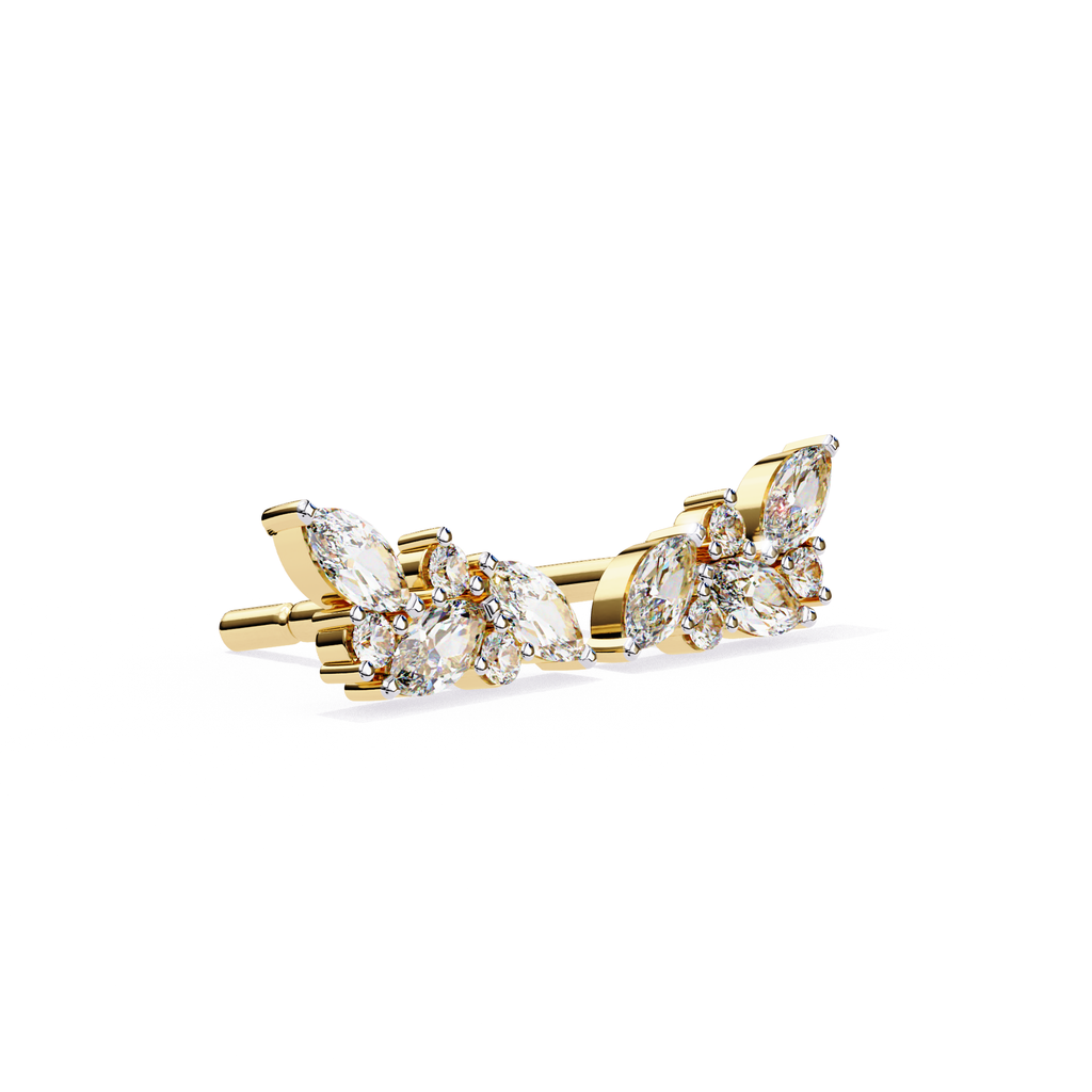 Minimal diamond stud earrings marquise and round cut design