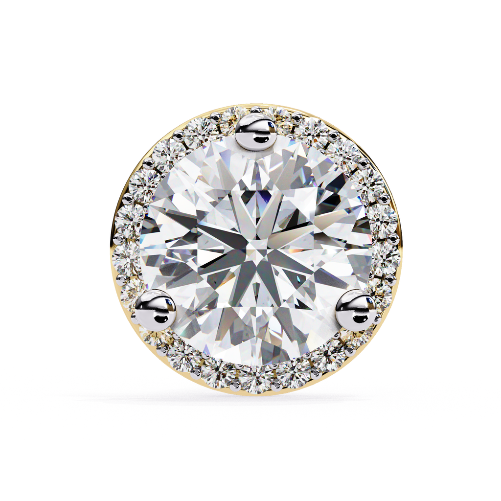 Classic solitaire look round diamond halo earrings