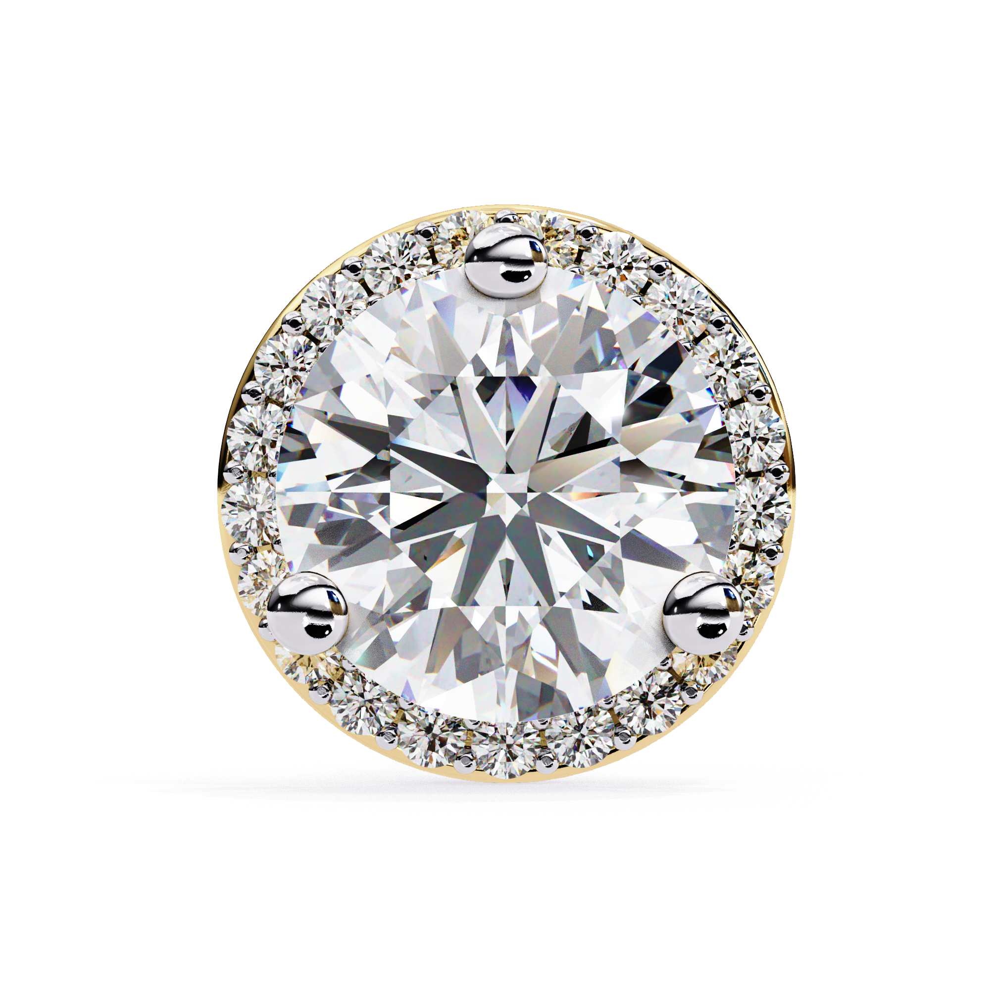 Classic solitaire look round diamond halo earrings