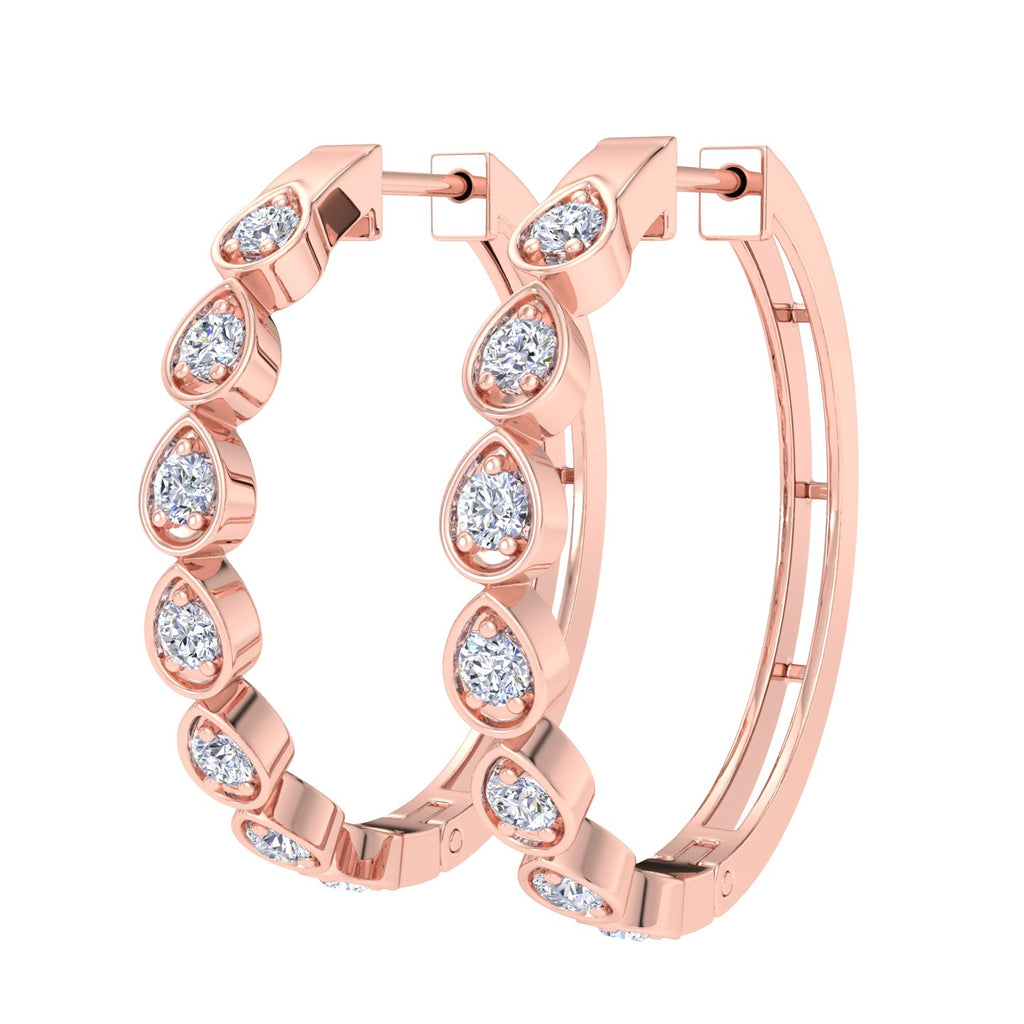 Lab grown pear diamond hoop earrings