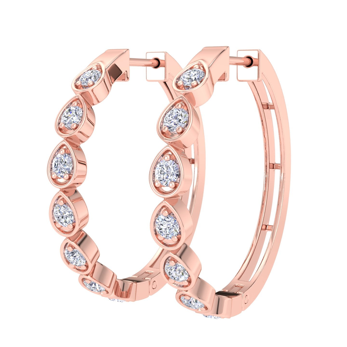 Lab grown pear diamond hoop earrings