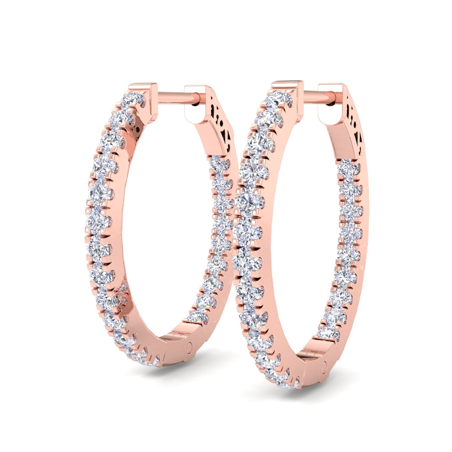Modern diamond hoop earrings with lab grown diamonds