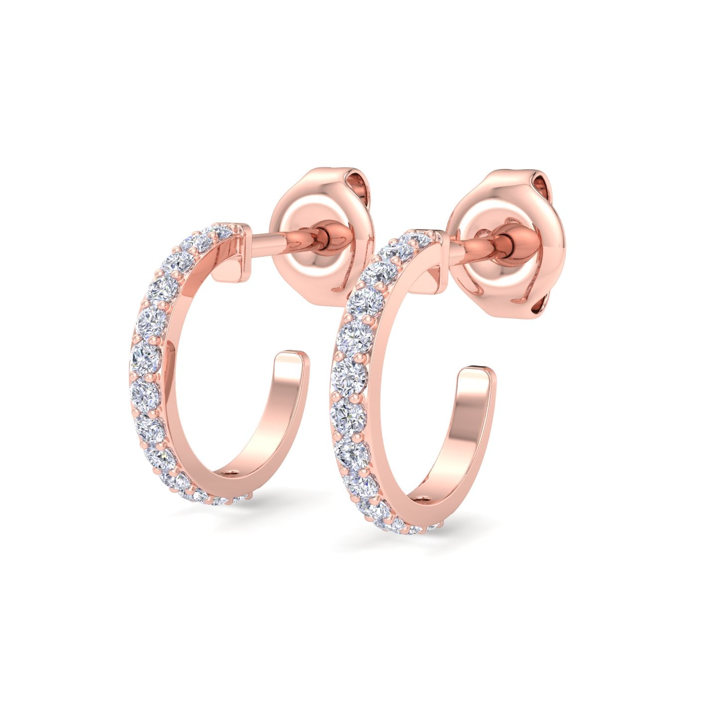 Classic rose gold diamond hoop earrings