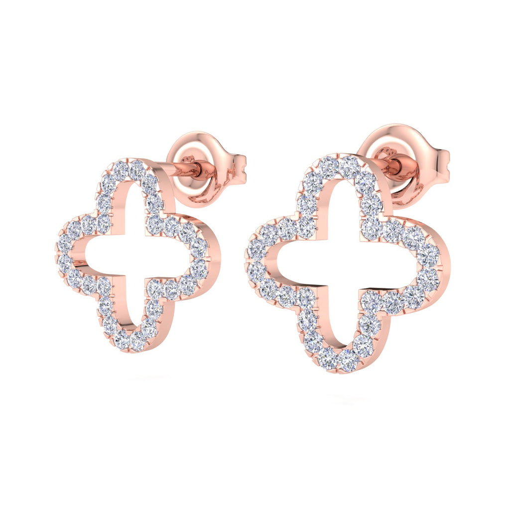 Clover diamond rose gold studs