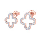 Clover diamond rose gold studs