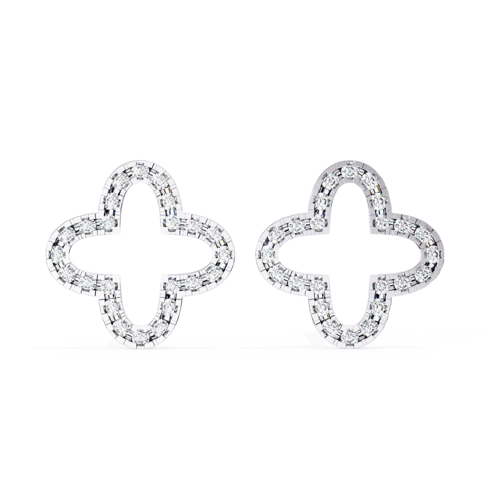 Aesthetic diamond clover stud earrings