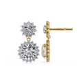 Sunburst double halo diamond drop earrings