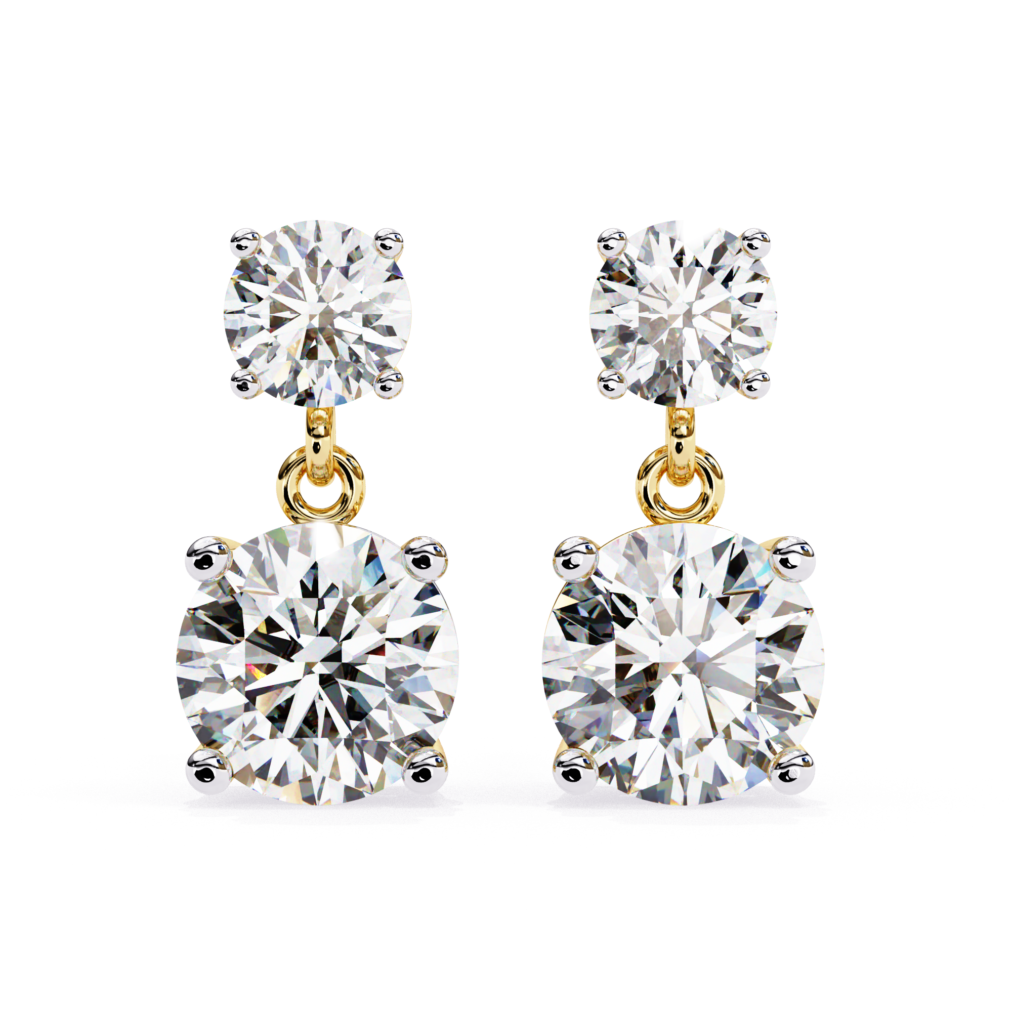 Luxury round double diamond earrings