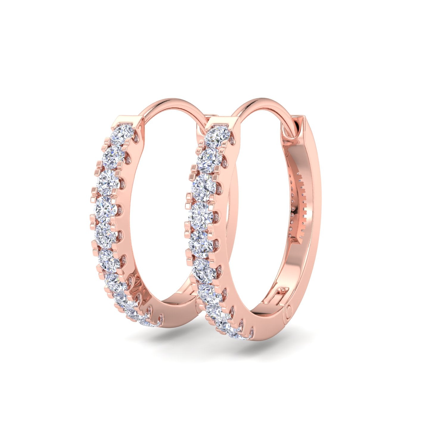 Classic rose gold pavé diamond hoop earrings