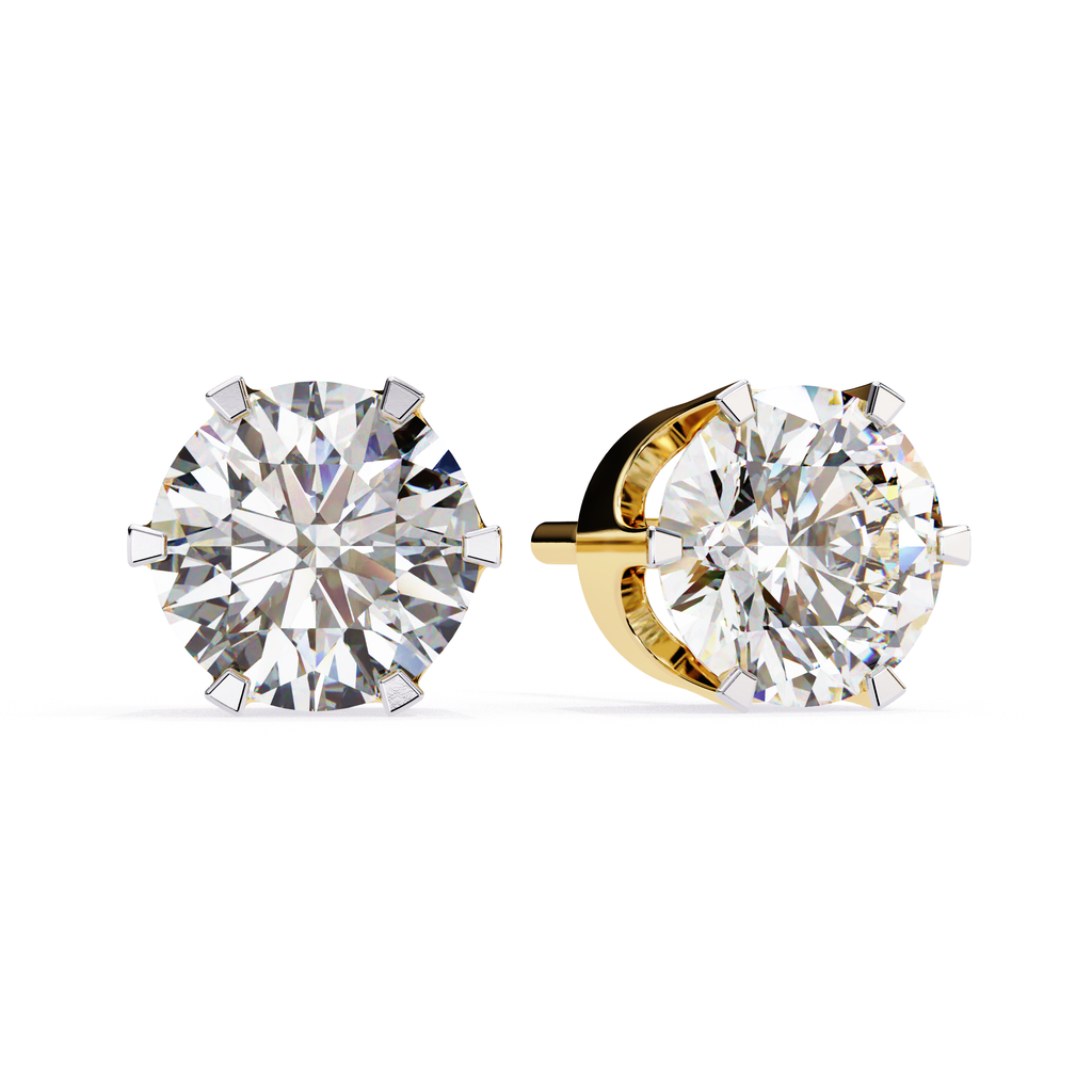 Round halo diamond stud earrings in gold