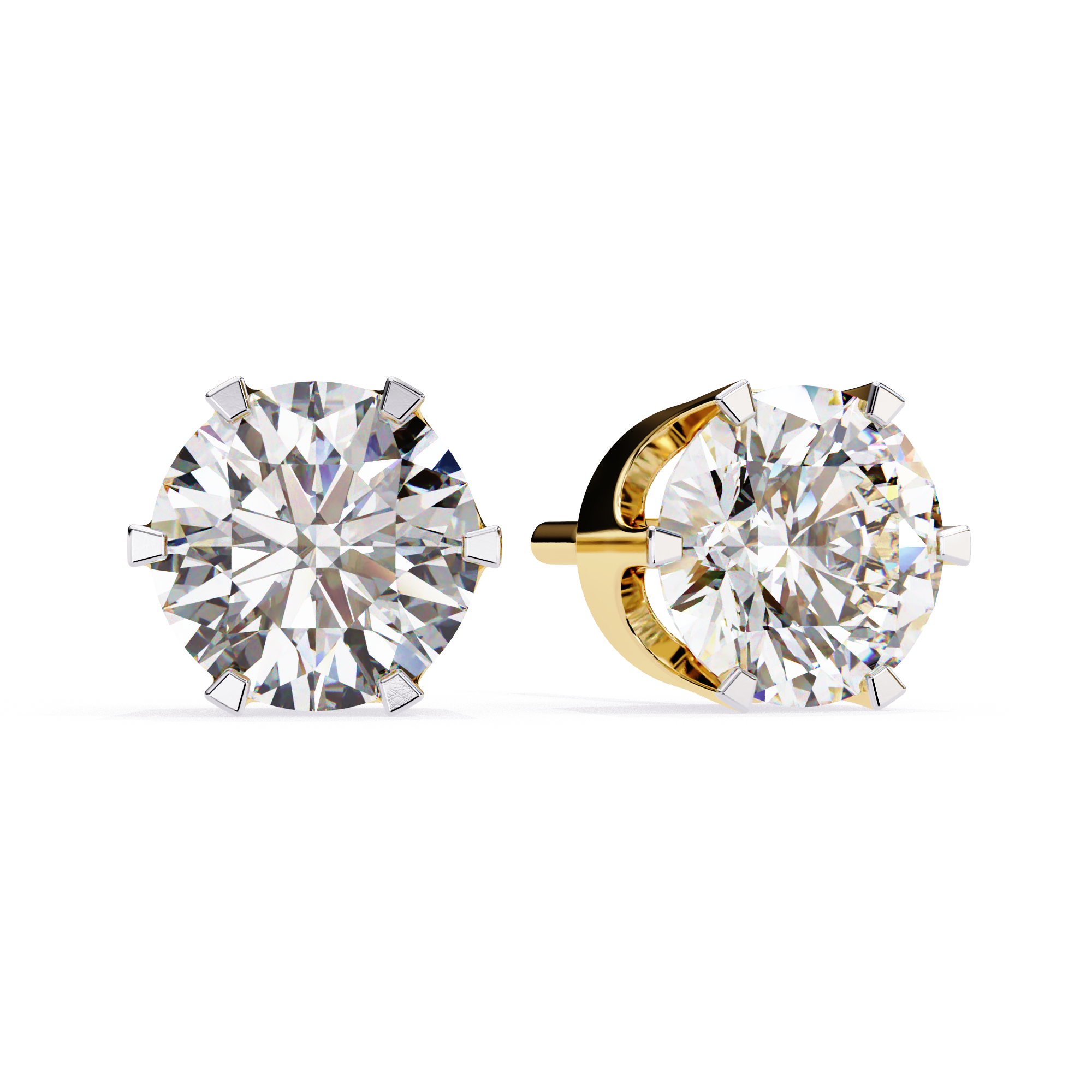 Round halo diamond stud earrings in gold