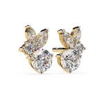 Trendy diamond stud earrings with modern floral design