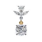 Luxury diamond drop earrings round solitaire with leaf design