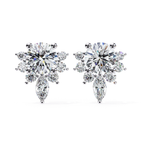 Statement diamond stud earrings with layered floral diamond setting