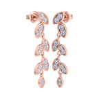 Rose Gold leaf-shaped diamond drop earrings
