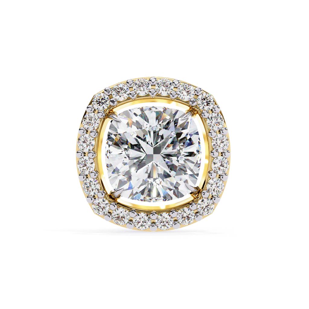 Elegant Cushion cut halo diamond stud earrings