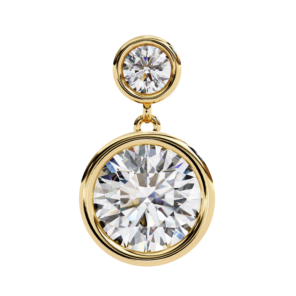 Bezel set round diamond drop earrings