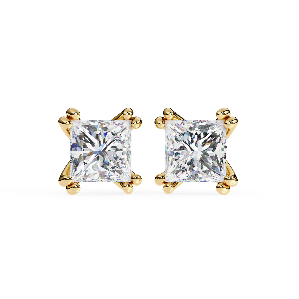 Luxury princess cut diamond stud earrings