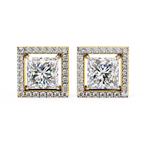 Luxury princess cut diamond stud earrings