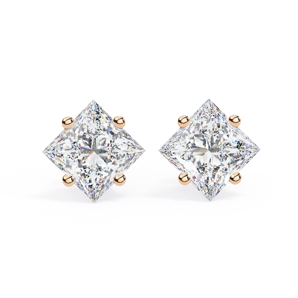 Minimal square diamond stud earrings everyday wear