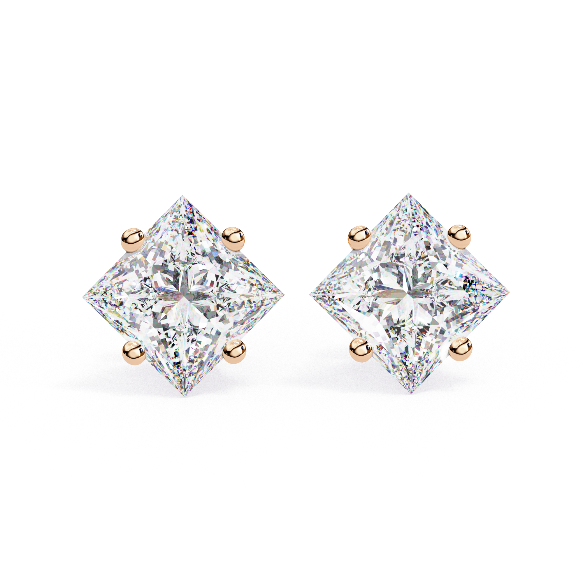 Minimal square diamond stud earrings everyday wear