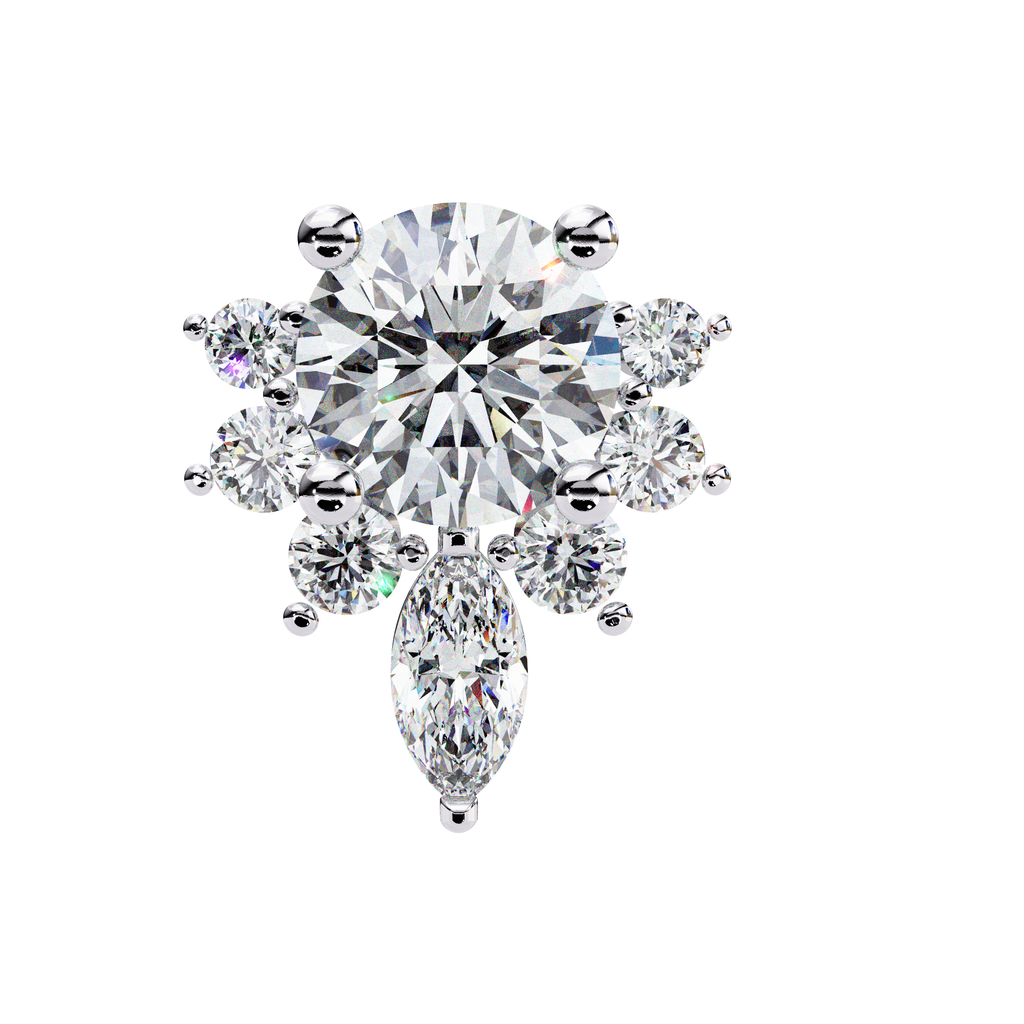 White Gold diamond cluster earrings with delicate floral shape