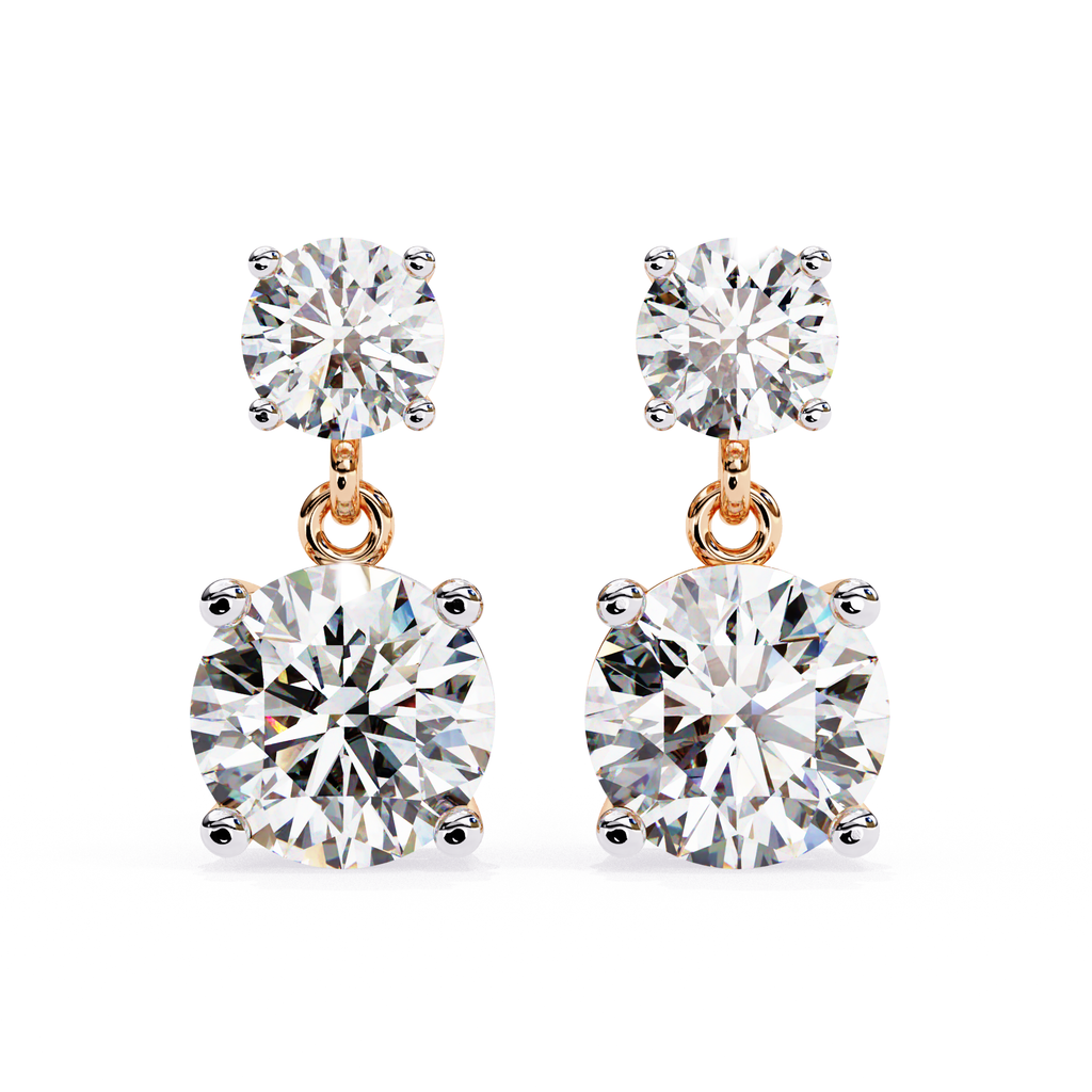 Luxury round double diamond earrings